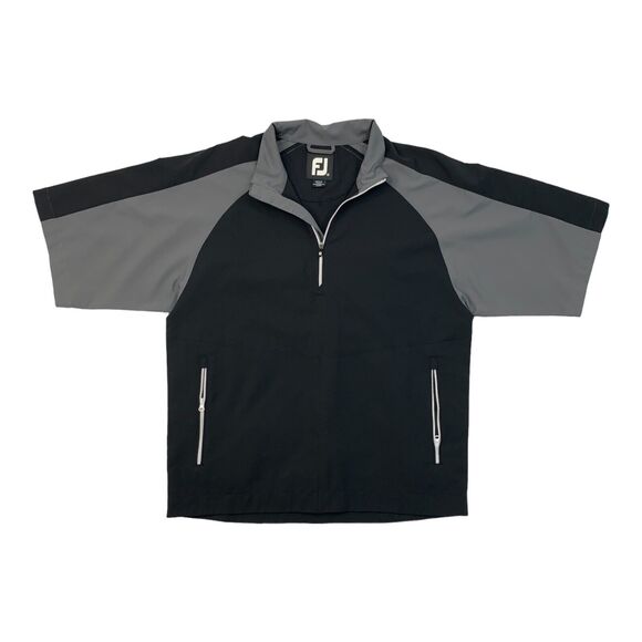 FootJoy Golf Jacket Mens S Small Black Short Sleeve Pullover Quarter Cover Up - Picture 1 of 13